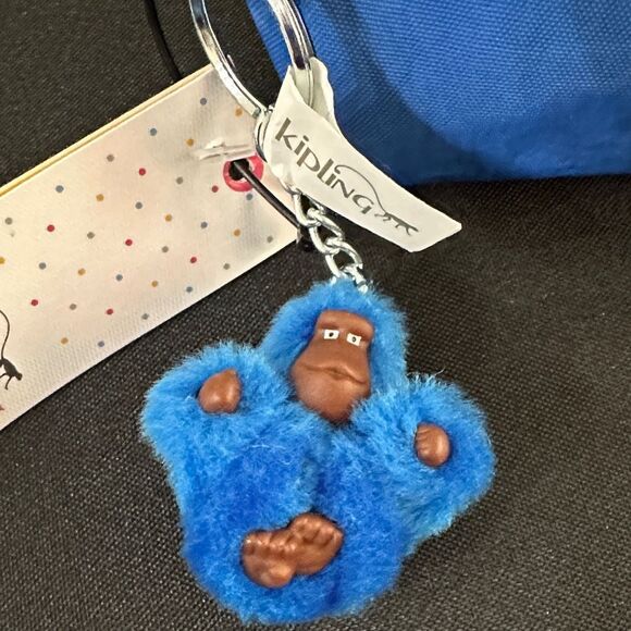 NWT Kipling Royal Blue Pouch w/ Monkey Keychain - Picture 7 of 14